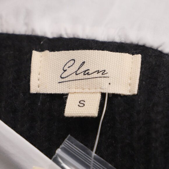 NWT ELAN Kasha Layered Collared V-Neck Cropped Sweater Shirt Black White Size S - Picture 7 of 9